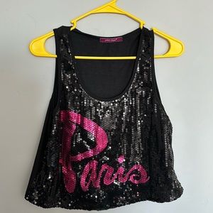Paris sequin crop top tank